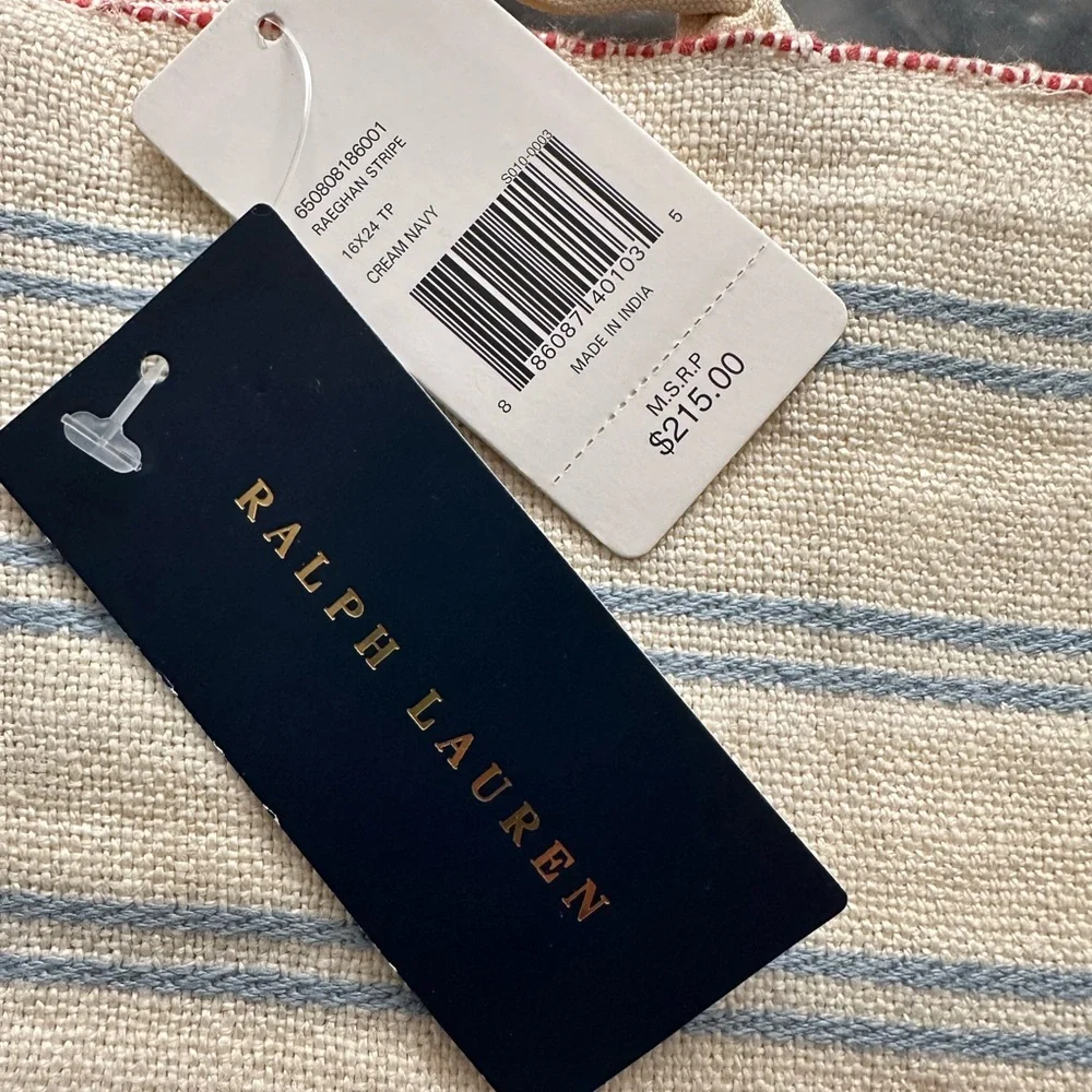 Ralph Lauren Home Cream and Blue Striped Pillow Shams (Pair)